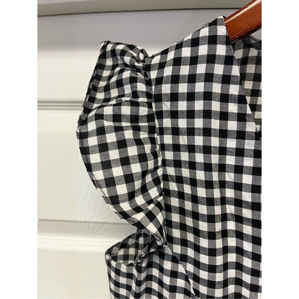 BCBGeneration Black & White Gingham Cut Out Wide Leg Jumpsuit Sz 10 NWT - Picture 5 of 11